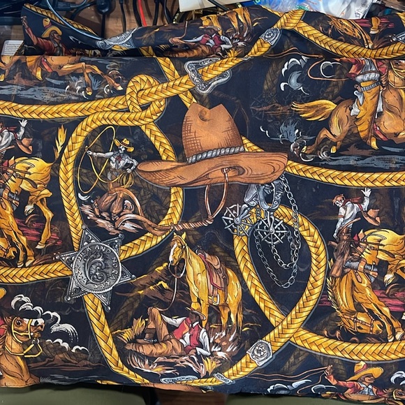 Nick & Nora 100% sheer silk cowboy theme scarf - Picture 5 of 5